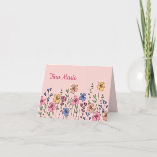 Hand_drawn Flowers Personalized Notecard