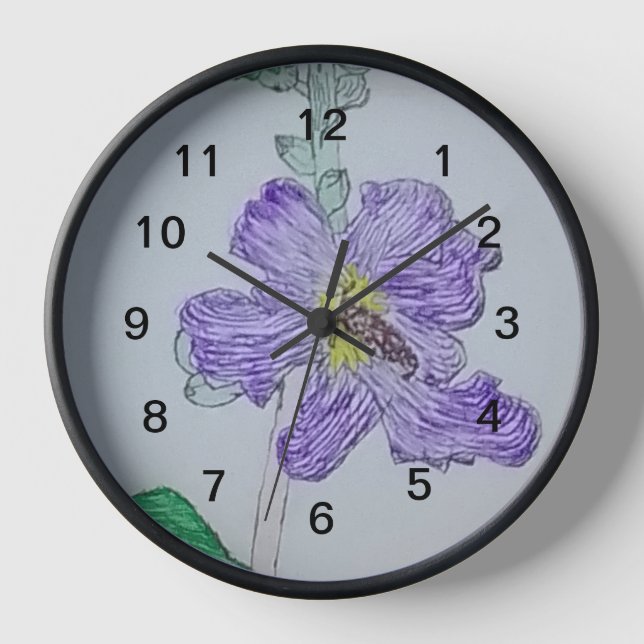 Hand Drawn flowers Wall Clock (Front)