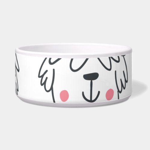 Hand_drawn fluffy dogs vintage pattern bowl