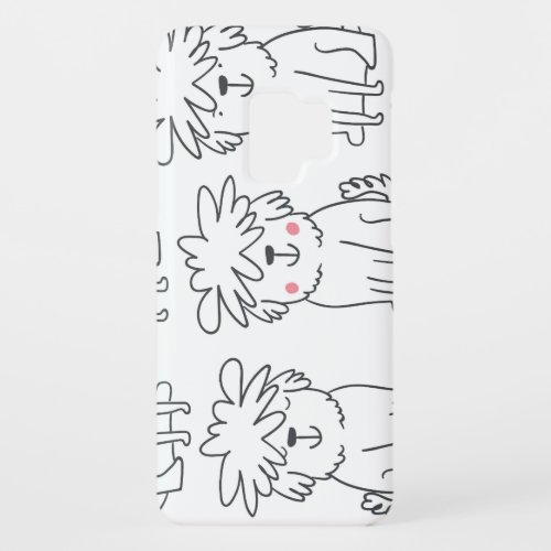 Hand_drawn fluffy dogs vintage pattern Case_Mate samsung galaxy s9 case