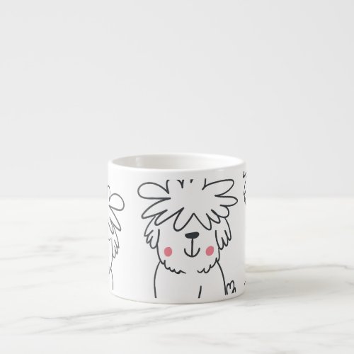 Hand_drawn fluffy dogs vintage pattern espresso cup