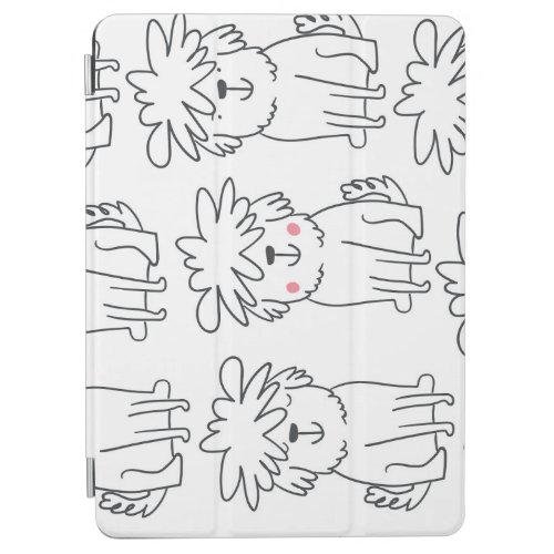 Hand_drawn fluffy dogs vintage pattern iPad air cover