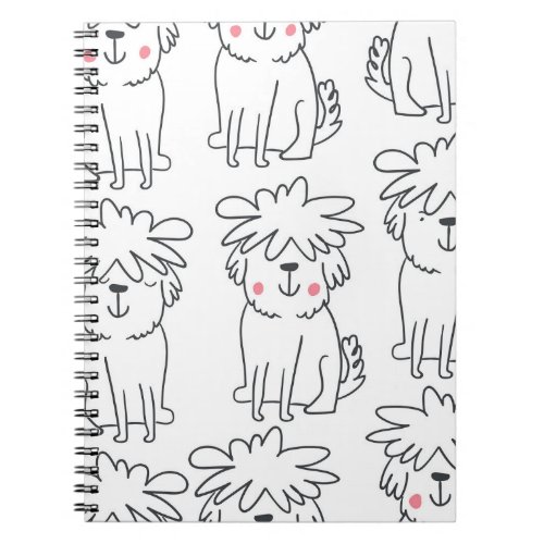 Hand_drawn fluffy dogs vintage pattern notebook