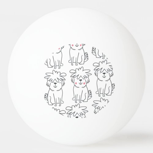 Hand_drawn fluffy dogs vintage pattern ping pong ball