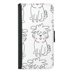 Hand-drawn fluffy dogs: vintage pattern. samsung galaxy s5 wallet case