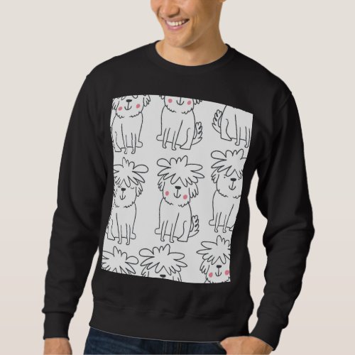 Hand_drawn fluffy dogs vintage pattern sweatshirt