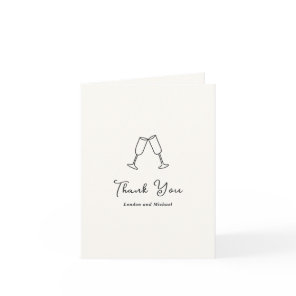 Hand Drawn Flutes Doodle Modern Wedding Thank You Card