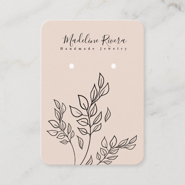Hand Drawn Foilage Handmade Earring Display Card (Front)