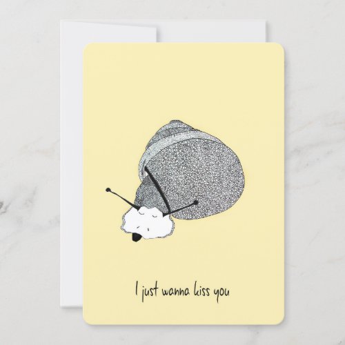 Hand Drawn Folded Yellow Greeting Card With Snail