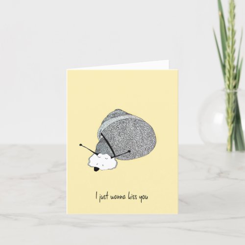 Hand Drawn Folded Yellow Greeting Card With Snail