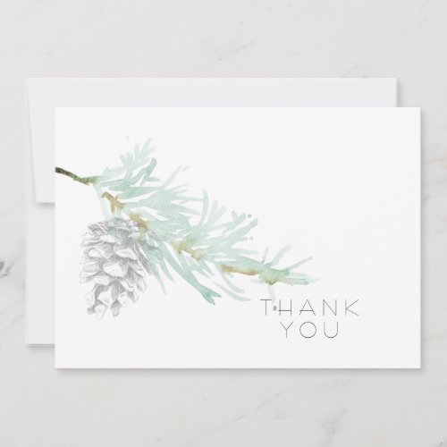 Hand_Drawn Foliage Pine Cone Simple Funeral  Thank You Card