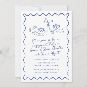 Hand Drawn Food and Drinks Doodles Engagement Invitation