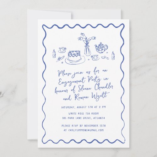 Hand Drawn Food and Drinks Doodles Engagement Invitation