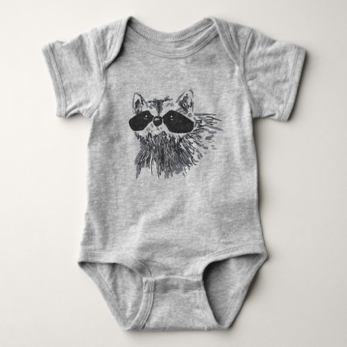 Hand_drawn Forest Animal Wildlife Raccoon Baby Bodysuit