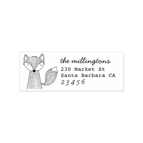 Hand_drawn Fox Family Name Script Return Address Rubber Stamp