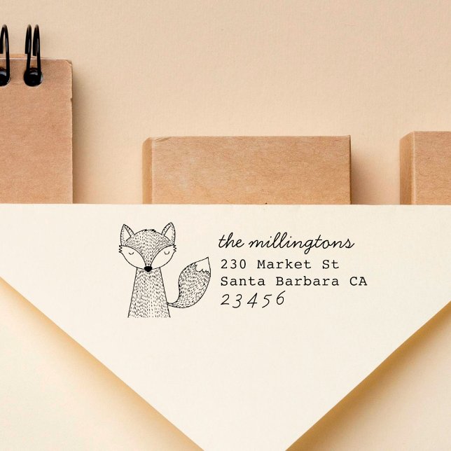 Hand-drawn Fox Family Name Script Return Address Rubber Stamp (Creator Uploaded)