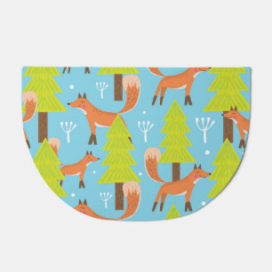 Hand-drawn foxes: cute vintage pattern. doormat
