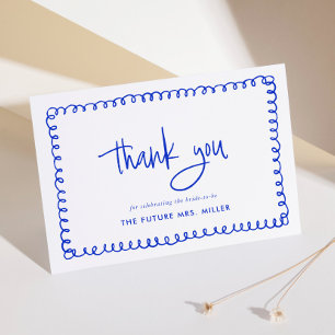 Hand Drawn French Blue Bridal Shower Letterpress Thank You Card