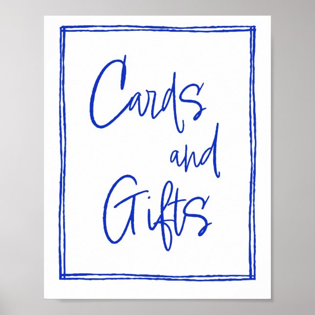 Hand Drawn French Blue Cards And Gifts  Poster (Front)