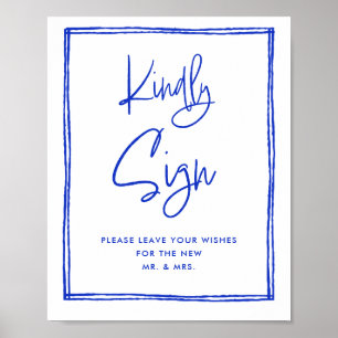 Hand Drawn French Blue Kindly Sign Guestbook Sign