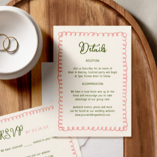 Hand Drawn French Fun Wedding Details Enclosure Card