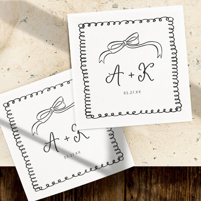 Hand Drawn French Fun Wedding Monogram Napkins (Creator Uploaded)