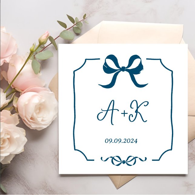 Hand Drawn French Grey Wedding Monogram Napkins (Creator Uploaded)