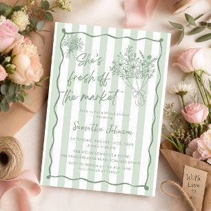 Hand Drawn Fresh Off the Market Bridal Shower Invitation