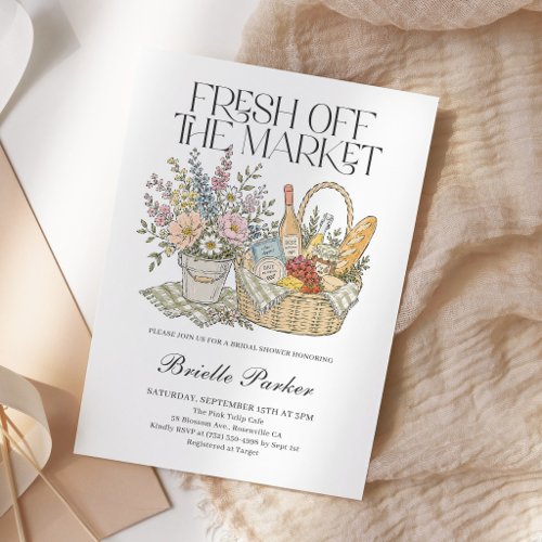 Hand Drawn Fresh Off The Market Bridal Shower Invitation