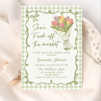 Hand Drawn Fresh Off the Market Bridal Shower Invitation