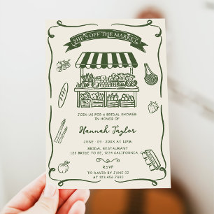 Hand Drawn Fresh Off the Market Bridal Shower Invitation