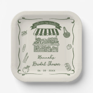 Hand Drawn Fresh Off the Market Bridal Shower Paper Plates