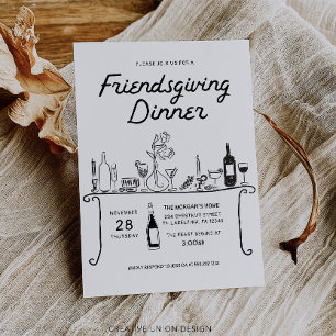 Hand Drawn Friendsgiving Dinner Invitation