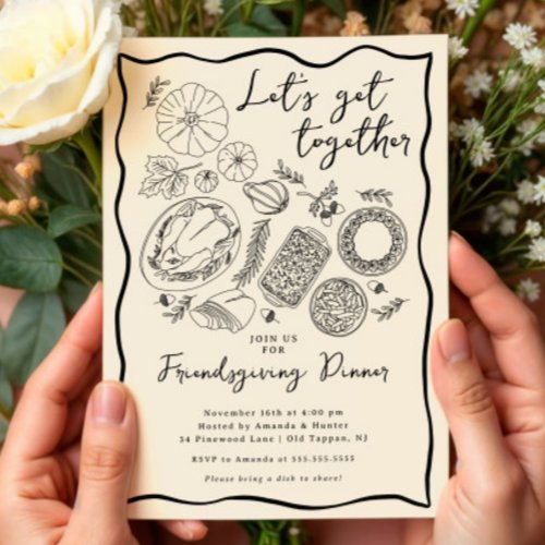 Hand Drawn Friendsgiving Dinner Invitation