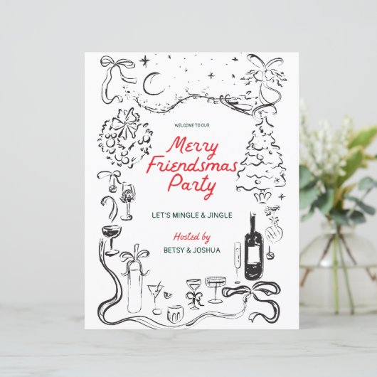 Hand Drawn Friendsmas Christmas Party Welcome (Standing Front)