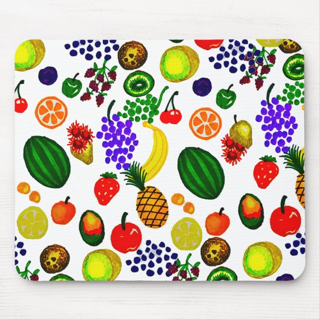 Hand Drawn Fruit Medley Pattern Mouse Pad (Front)