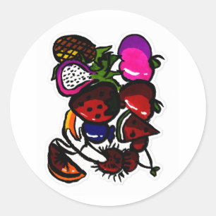 Hand Drawn Fruit Sticker Pack – Colorful Tropical