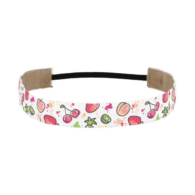 hand drawn fruits pattern athletic headband (Front)