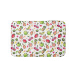 hand drawn fruits pattern bath mat