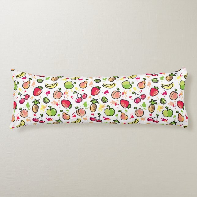 hand drawn fruits pattern body pillow (Front)