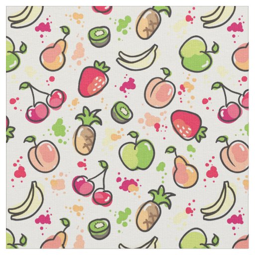 hand drawn fruits pattern fabric