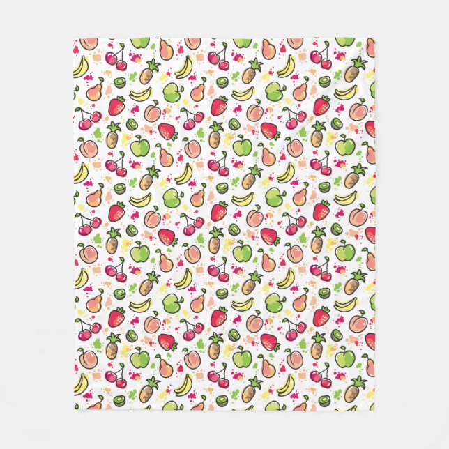 hand drawn fruits pattern fleece blanket (Front)