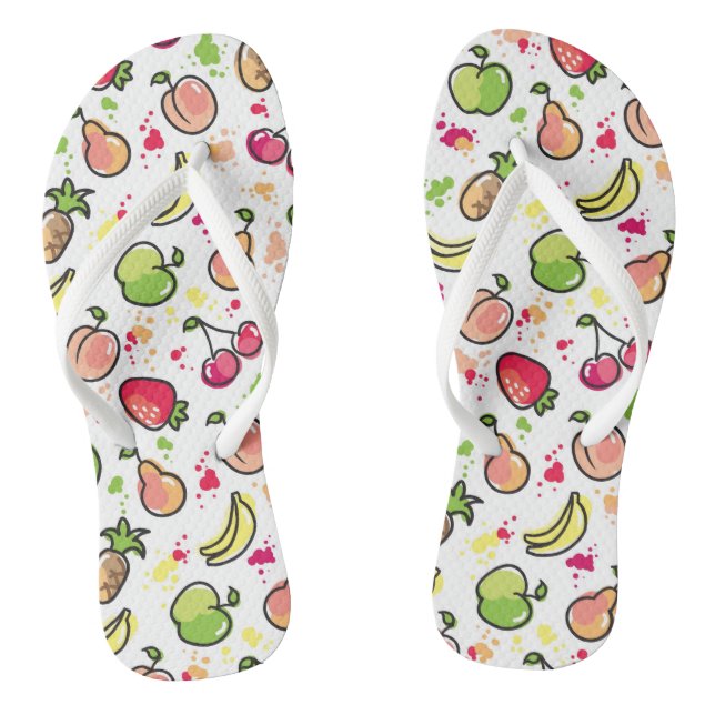 hand drawn fruits pattern flip flops (Footbed)