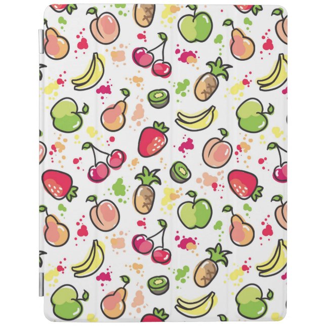 hand drawn fruits pattern iPad smart cover (Front)
