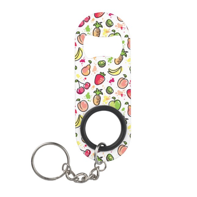 hand drawn fruits pattern keychain bottle opener (Front)