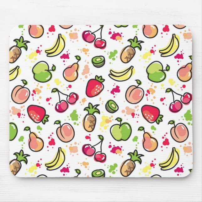 hand drawn fruits pattern mouse pad (Front)