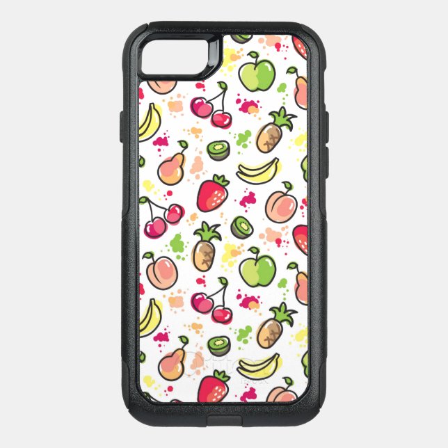 hand drawn fruits pattern otterbox iPhone case (Back)