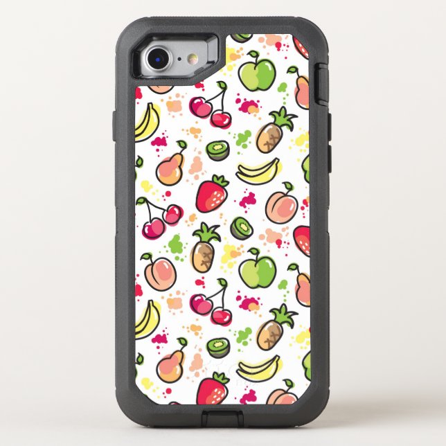 hand drawn fruits pattern otterbox iPhone case (Back)