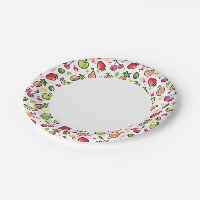 hand drawn fruits pattern paper plates (Angled)