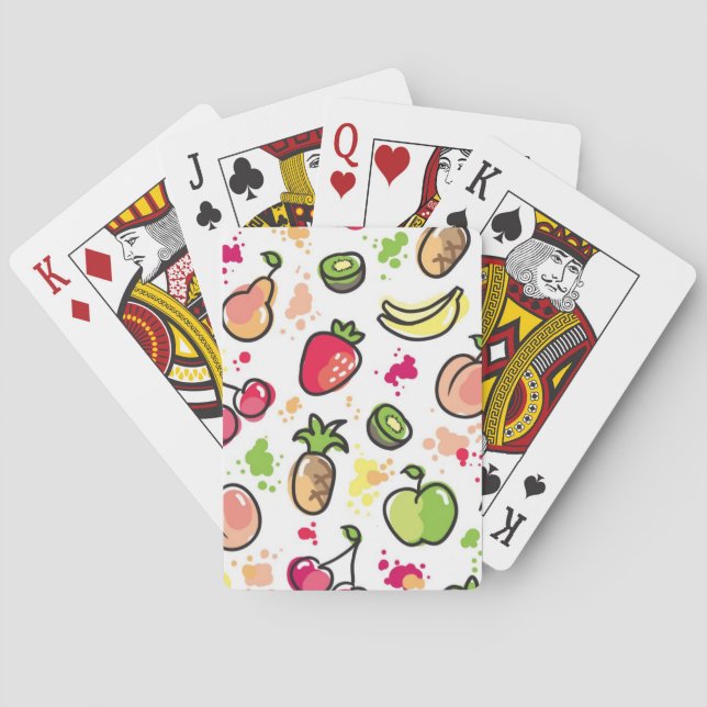 hand drawn fruits pattern poker cards (Back)